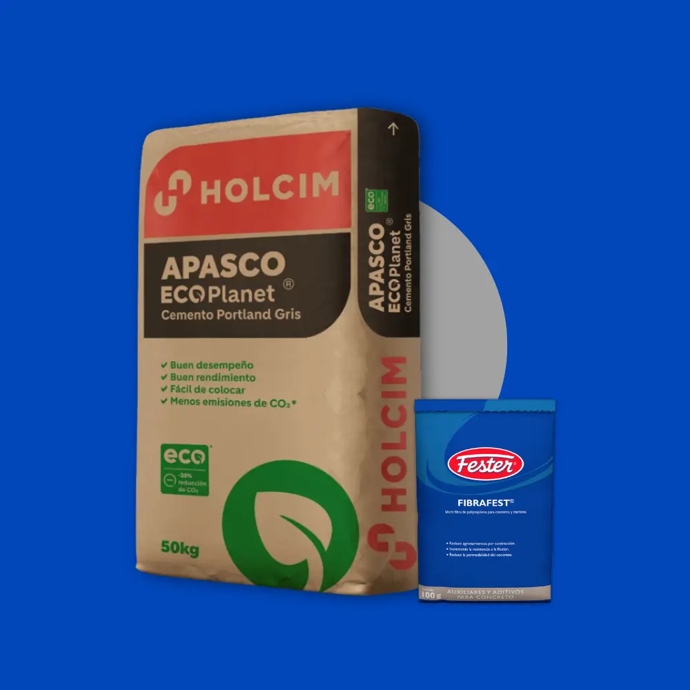 Combo Fibrafest + Cemento Apasco EcoPlanet Gris 50 kg Holcim