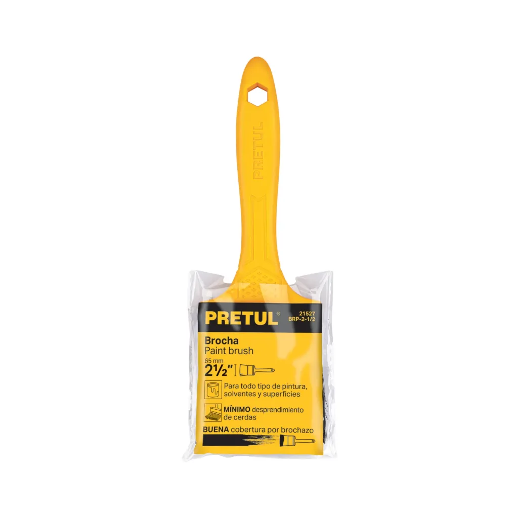 [21527-BRP-2-1/2] Brocha Uso General De 2-1/2' Con Mango De Plástico, Pretul - Truper