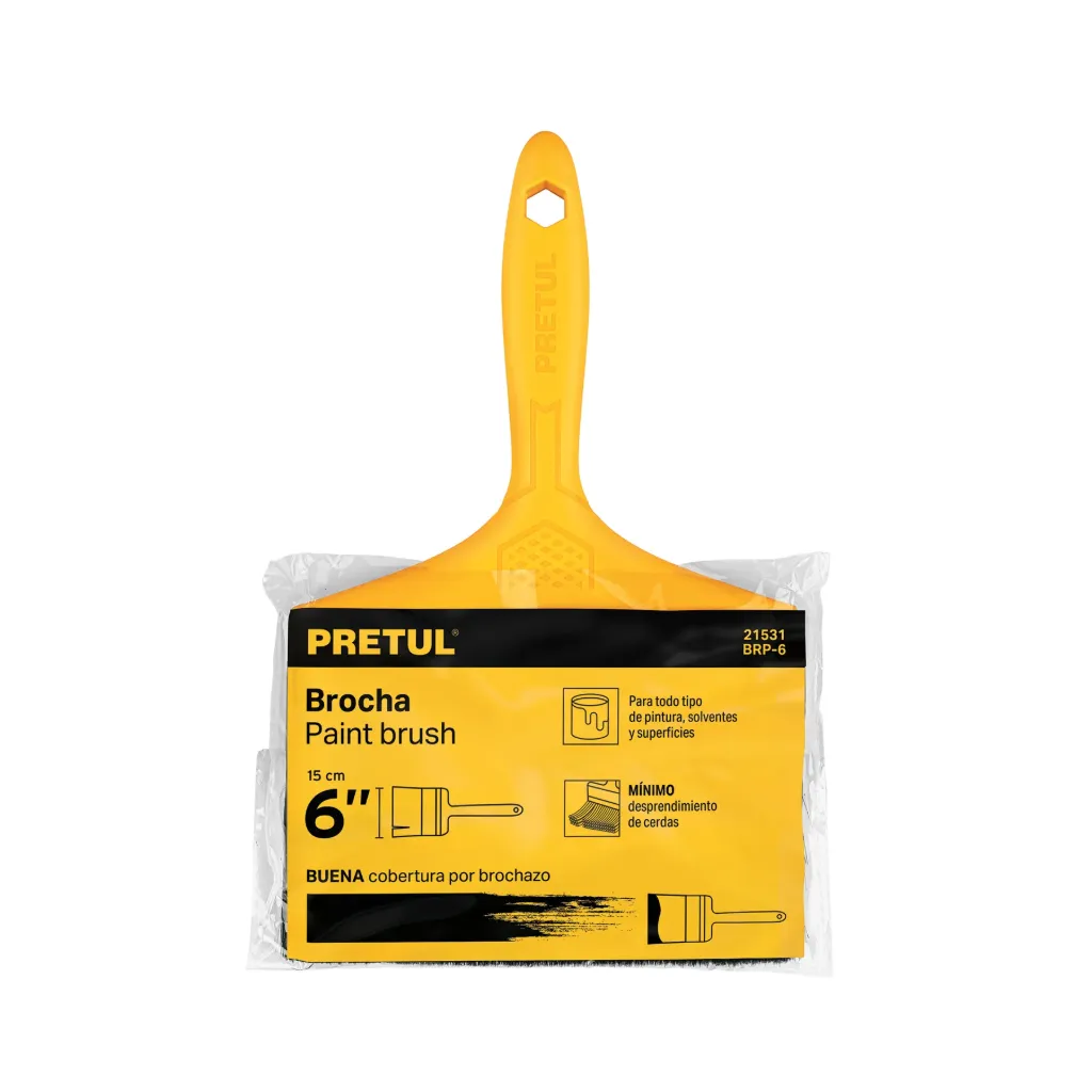 [21531-BRP-6] Brocha Uso General De 6' Con Mango De Plástico, Pretul - Truper
