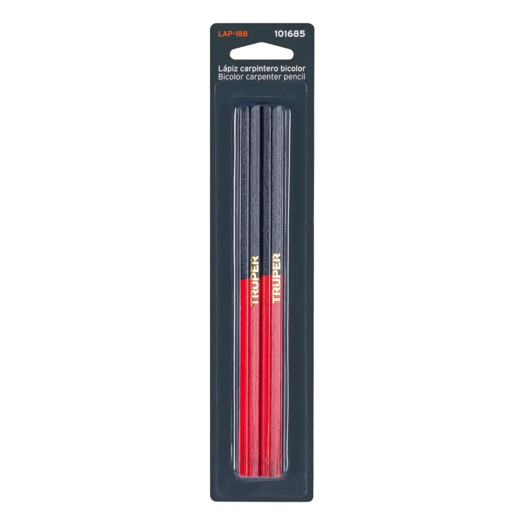 [101685-LAP-18B] Blíster Con 2 Lápices 18 Cm Bicolor Gruesos Para Carpintero - Truper