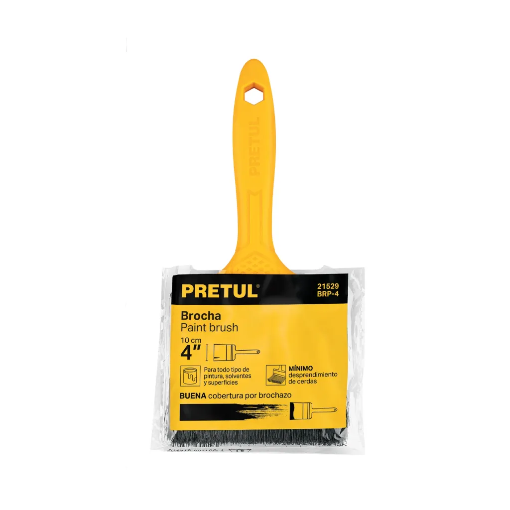 [21529-BRP-4] Brocha Uso General De 4' Con Mango De Plástico, Pretul - Truper